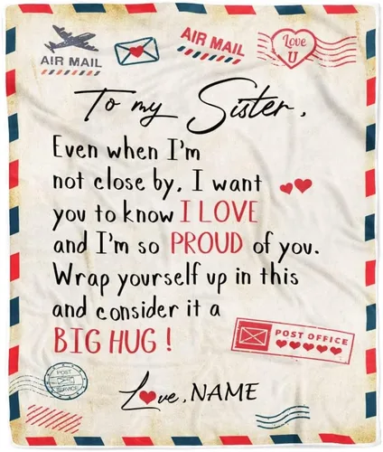 Miniatura 13 de Manta personalizada con texto en inglés «To My Sister from Brother I Love You Hugs» (texto en inglés) con texto en inglés «To My Sister», «I Love