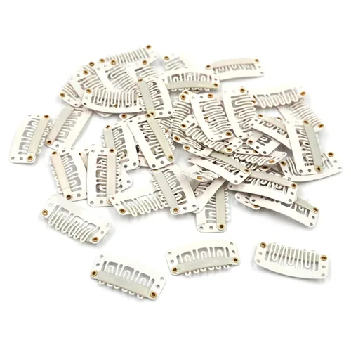 Miniatura 3 de Honbay 50 clips de presión en forma de U de 6 dientes para extensiones de cabello, 1.3 pulgadas (beige)