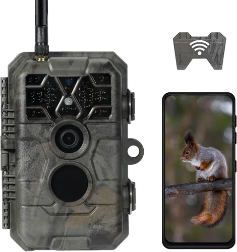 Meidase Trail Camera P80 Pro WiFi Bluetooth (no celular), sensibilidad a la luz súper baja, ángulo de visión de 110°, cámara de juego de 48MP 1296p,