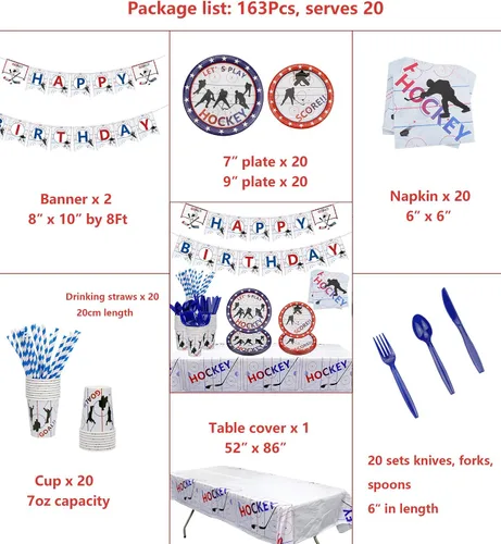 Miniatura 2 de Suministros para fiestas de hockey – Paquete de fiesta temática de hockey sobre hielo para fanáticos del hockey sobre hielo para el día de partido