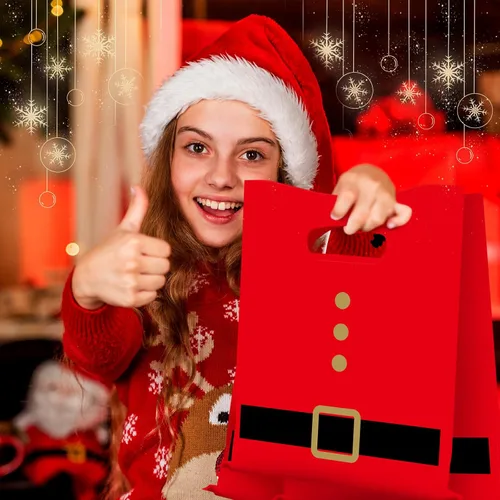 Miniatura 5 de Sadnyy 100 paquete de bolsas de regalo de Navidad de plástico a granel, bolsas de compras pequeñas de Navidad, mercancía, bolsas gruesas de venta al