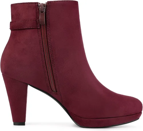 Miniatura 7 de Allegra K Botines de tacón alto grueso con hebilla lateral y plataforma baja para mujer