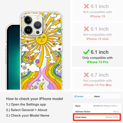 Miniatura 2 de MOSNOVO - Funda diseñada para iPhone 13 Pro, compatible con MagSafe, Buffertech, para impactos de caída de 6.6 pies, protector de TPU, carcasa