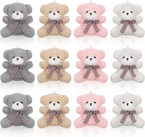 Miniatura 10 de Zomiboo - 12 piezas de mini conejito de peluche de 3.2 pulgadas, lindo animal de peluche a granel, pequeños conejitos suaves, juguetes de regalo