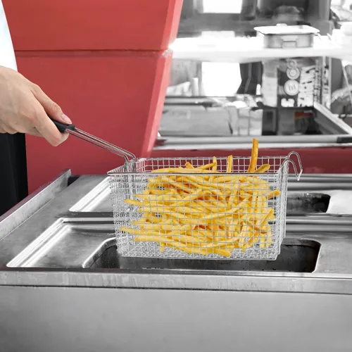 Miniatura 2 de Cesta para freidora eléctrica para freír alimentos, con mango de goma, 7.2 x 8.3 x 4.3 pulgadas, construcción resistente, adecuada para freír pollo