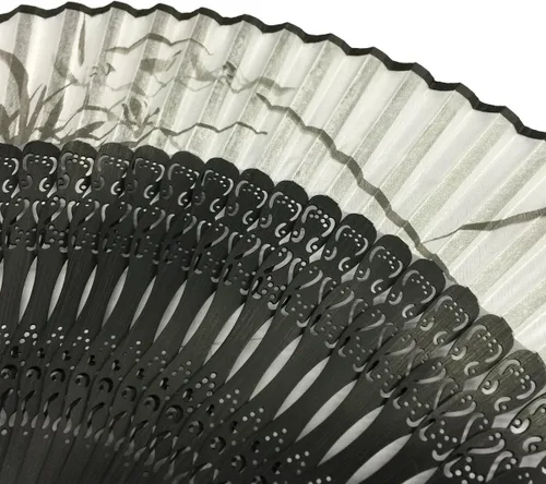 Miniatura 2 de Wrapables® Ventilador plegable de mano de seda con borla y funda protectora, hojas de bambú