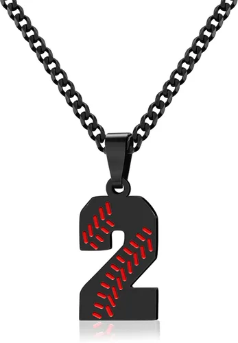 Miniatura 58 de Btysun Collares de béisbol de béisbol número 0-99 dijes de acero inoxidable para hombres, regalos de béisbol, papá, marido, regalo de Navidad