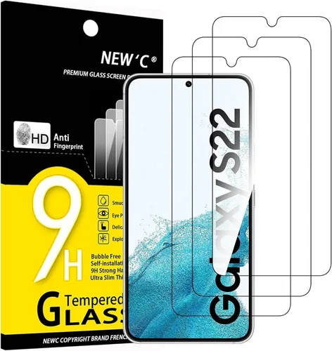 Miniatura 21 de NEW'C Paquete de 3 protectores de pantalla de vidrio templado diseñados para Samsung Galaxy S22+ / S22 Plus, compatible con fundas, antiarañazos