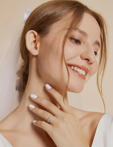 Miniatura 4 de EAMTI Anillo de boda de plata de ley 925 para mujer, circonita cúbica, cuerda trenzada, media eternidad, talla 3-13, Metal, Zirconia cúbica