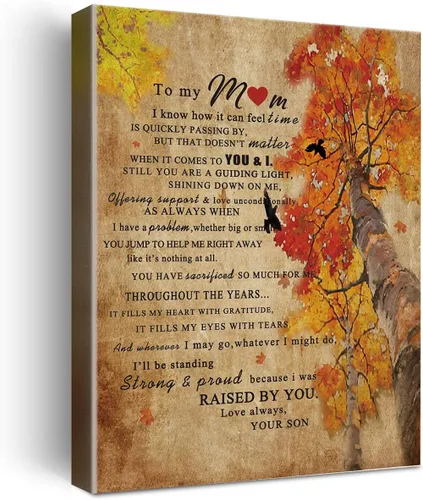 Miniatura 8 de Wailozco Decoración de pared para mamá, con texto en inglés "To Dear Mom", impresiones en lienzo enmarcadas, regalos para madre de hija