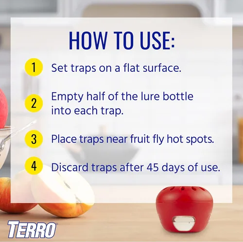 Miniatura 7 de Trampas para moscas de frutas Terro para interiores (paquete de 12) + suministro de señuelo para 540 días
