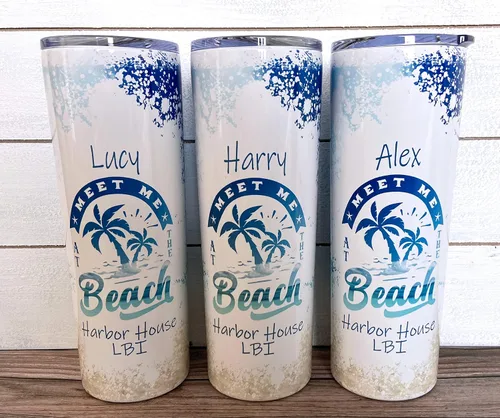 Miniatura 5 de AVITO Vaso personalizado para vacaciones en la playa, vaso delgado de 20 onzas con tapa y pajita, tazas de vacaciones familiares, regalo de viaje