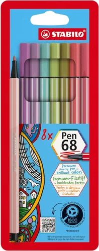 Miniatura 14 de STABILO Pen 68 - Bolígrafo con punta de fieltro de calidad premium, cartera de 6 colores de neón Colores surtidos
