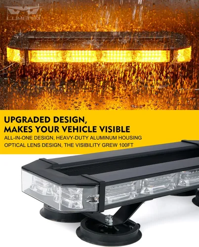 Miniatura 3 de LUMENIX Barra de luz estroboscópica de emergencia para techo con 72 luces LED con panel de control, base magnética, advertencia intermitente, barra