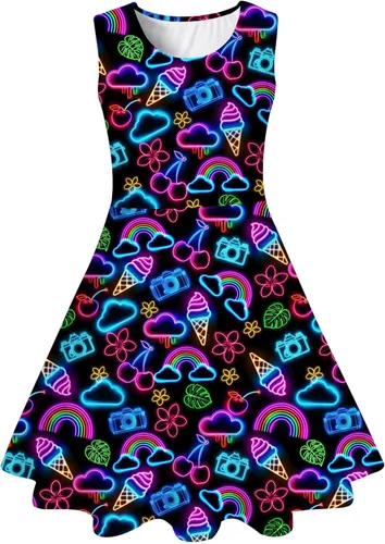 Miniatura 11 de Funnycokid Vestido de Sirena para Niñas, Sin Mangas, de Verano, para Cumpleaños, de Fiesta con Volantes, Ropa de 4 a 13 Años