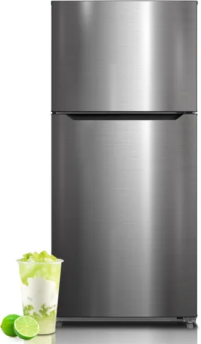 SMETA Refrigerador de montaje superior de 30 pulgadas con congelador, 16.2 pies cúbicos de acero inoxidable de 2 puertas de profundidad, ahorro de
