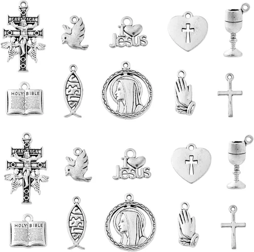 Miniatura 12 de DanLingJewelry 100 dijes temáticos de Canadá de plata antigua, con diseño de hojas de arce, osos, ardilla, hockey, para hacer joyas y manualidades