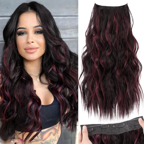 Miniatura 99 de KooKaStyle - Extensiones de cabello con hilo invisible, diadema transparente, ajustables, 4 clips fijadores, cabello largo y ondulado de 12