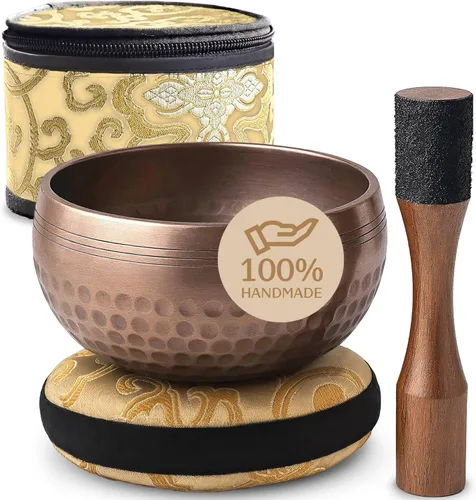 Miniatura 17 de Juego de Cuencos Tibetanos de Canto – Diseño Auténtico Simple – Cuenco de Sonido y Cuenco de Meditación con Cojín, Mazo y Guía – Equilibrio