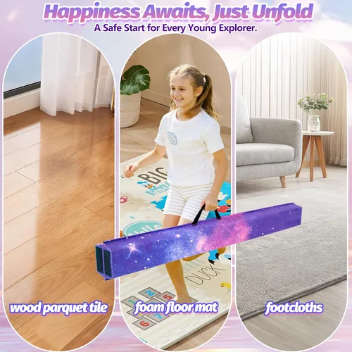 Miniatura 4 de Viga de equilibrio plegable de 6 pies/9 pies para niños de 3 a 15 años - Viga de suelo de gimnasia plegable, antideslizante, bolsa de transporte