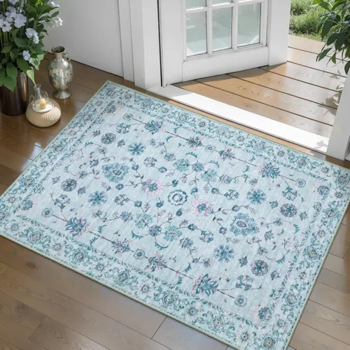 Miniatura 102 de Tangsoo Alfombra lavable para pasillo, antideslizante, 2 x 6 pies, estilo bohemio, floral, vintage, para entrada, suelo suave, para cocina, baño