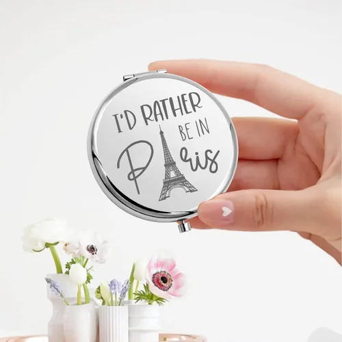 Miniatura 3 de KEYCHIN Espejo de bolsillo de la torre Eiffel Visit Paris Gifts I'd Rather Be In Paris Espejo de maquillaje compacto Francia Souvenir Visit Paris