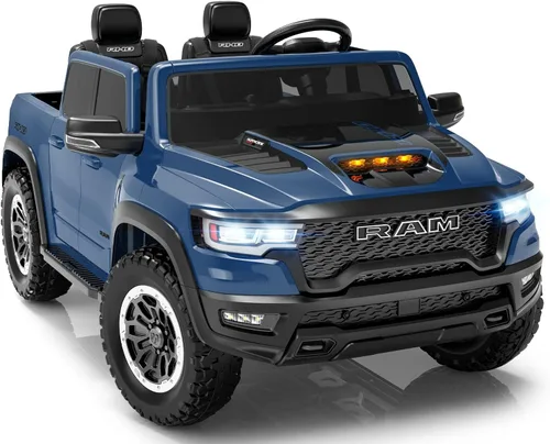 Miniatura 12 de Vehículos de paseo de 24 V para niños grandes, RAM 1500 RHO eléctrico con licencia para niños con control remoto, camión de paseo con Bluetooth