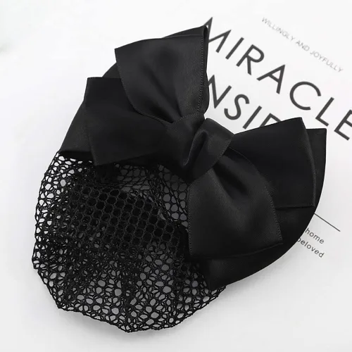 Miniatura 3 de Pinza para el cabello, 2 unidades, con lazo, para moño, decoración de lazo de encaje, red de malla elástica para el cabello para mujer
