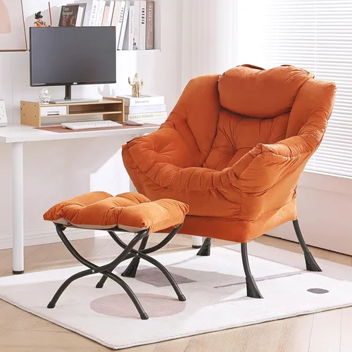 Miniatura 40 de Furlide Silla Perezosa Moderna con Reposapiés Plegable, Sillón de Descanso y Cómoda Silla de Lectura (Negro)