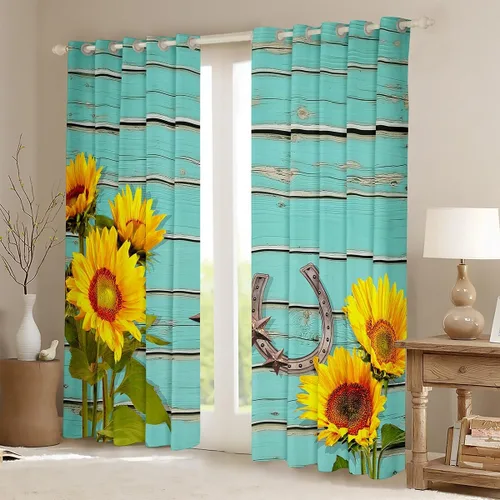 Miniatura 3 de Cortinas de ventana de herradura con estrellas de Texas, cortinas de granero de madera rústicas occidentales, 38 pulgadas de ancho x 45 pulgadas
