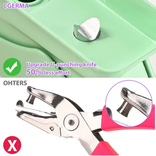 Miniatura 4 de Perforadora de un solo agujero, paquete de 3, agujero de 1/4 pulgadas, 50% de ahorro de mano de obra, perforadora de metal resistente, capacidad
