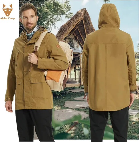 Miniatura 2 de ALPHA CAMP Men Waterproof Jacket with Hood Rain Coat Windbreaker All Weather Breathable Long Soft Shell