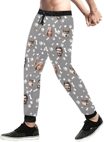 Miniatura 3 de Pantalones deportivos personalizados para hombre con foto de cara familiar, pantalones deportivos personalizados con imagen de perro para mascotas
