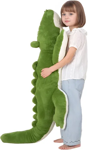 Miniatura 2 de FFxiong Almohada de cuerpo largo de cocodrilo grande verde de 48 pulgadas, lindo juguete de peluche de cocodrilo gigante de 4 pies, regalo