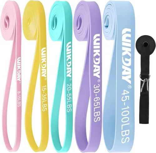 WIKDAY Resistance Bands, Pull Up Bands, Workout Bands for Exercise, Thick Heavy Resistance Band Set with Door Anchor, Elastic Bands for Body Color