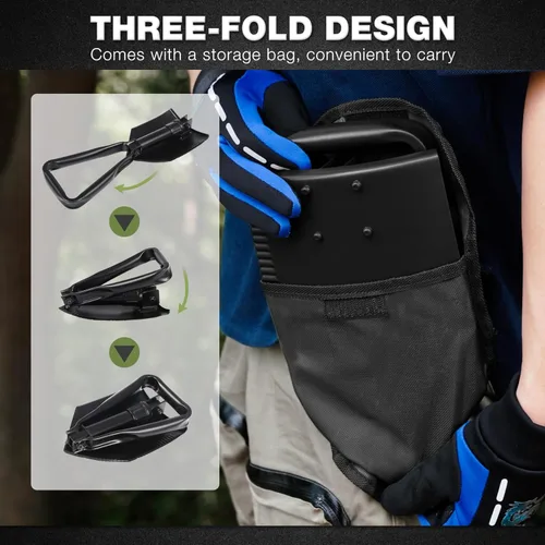 Miniatura 5 de REDCAMP Pala Plegable de Supervivencia para Camping de 23" con Funda, Pala Táctica de Acero al Manganeso de Servicio Pesado con Mango de Tres