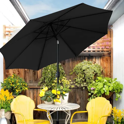 Miniatura 5 de Sunnyglade - Sombrilla de mesa de 9 pies para exteriores, con 8 varillas resistentes Negro
