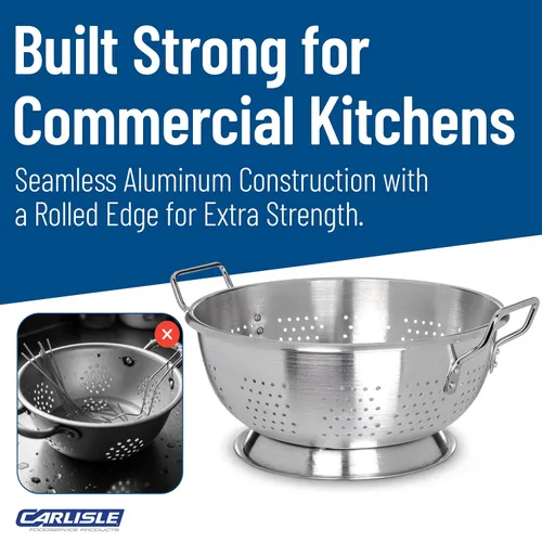 Miniatura 6 de Carlisle FoodService Colador para cocina, 60279, colador de aluminio de peso estándar de 11 cuartos de galón con asas remachadas, esenciales