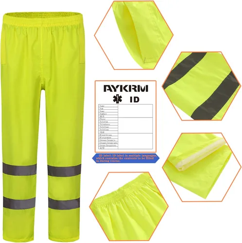 Miniatura 2 de AYKRM Pantalones de lluvia impermeables de alta visibilidad reflectantes para pesca, motocicleta, ciclismo, agricultura, senderismo, trabajos