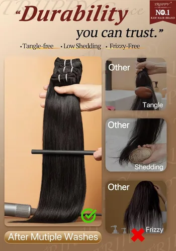 Miniatura 8 de TRIIPPY Paquetes de Cabello Humano Lacio, 100% Cabello Camboyano Crudo Tejido para Coser 3 Paquetes, Triple la Vida Útil Sobre el Paquete de Cabello