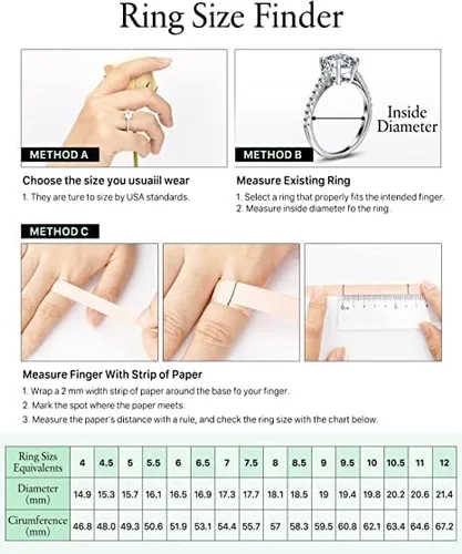 Miniatura 5 de Mwring PVD - Anillo de compromiso de moissanita para mujer, anillo de boda de plata de ley 925 con chapado en oro de 18 quilates, anillo