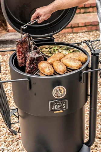Miniatura 9 de Oklahoma Joe's Bronco Tambor Smoker Triple Rejilla, Plata - 4419599P04
