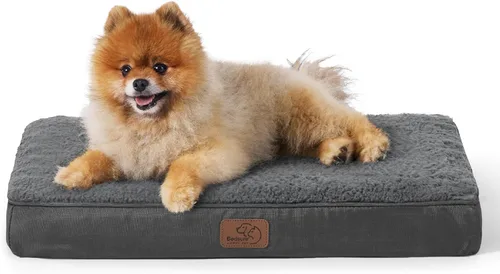 Miniatura 53 de Bedsure Camas para Perros Tamaño Grande - Cómodas Camas Planas para Mascotas con Funda Lavable Extraíble, Alfombrilla de Espuma Ortopédica