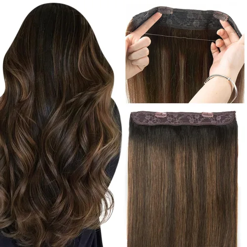 Miniatura 12 de Tinashe Extensiones de cabello humano real con alambre, lacio, 12 pulgadas, 2.47 onzas, rubio claro, con reflejos rubio dorado, extensiones