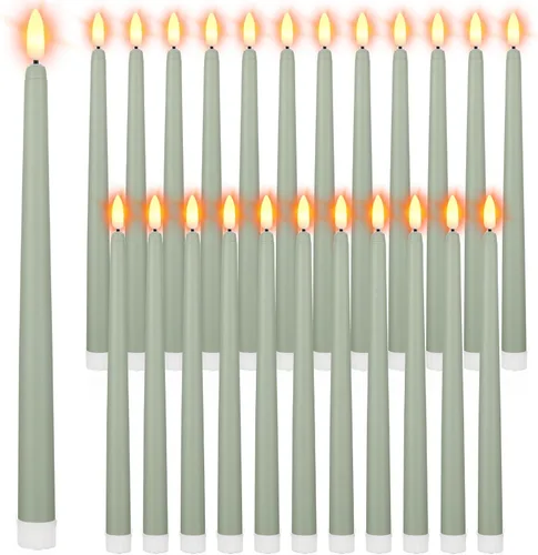 Macarrie 24 Paquetes Velas Cónicas Sin Llama Operadas con Batería Falsas de 11 Pulgadas de Largo Luz de Vela LED Sin Llama Candelabros Parpadeantes