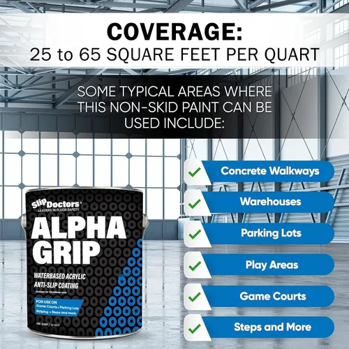 Miniatura 5 de Alpha Grip Pintura Antideslizante para Concreto y Asfalto – Revestimiento Antideslizante Ideal para Marcar Estacionamientos, Patios de Juegos y Negro