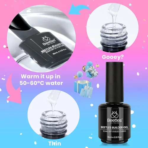 Miniatura 7 de Beetles - Gel constructor para uñas, gel constructor transparente de 0.51 onzas, 8 en 1, fortalecedor, espesamiento, edificio instantáneo, apto