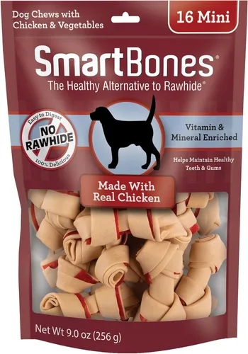 Miniatura 8 de SmartBones Mini masticables con mantequilla de maní real, 24 unidades, masticables sin piel cruda para perros (el embalaje puede variar)