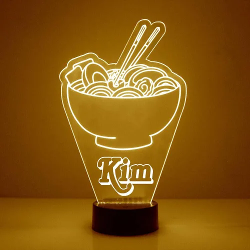 Miniatura 9 de MMS Food - Lámpara LED de luz nocturna, personalizada con tu nombre o texto, control remoto con 16 colores, 4 modos de luz, lámpara LED de regalo