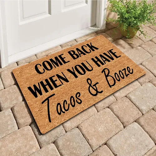 Miniatura 4 de Divertidas alfombras de entrada de bienvenida con parte trasera de goma (15.9 x 23.7 pulgadas) Come Back When You Have Tacos And Booze divertido
